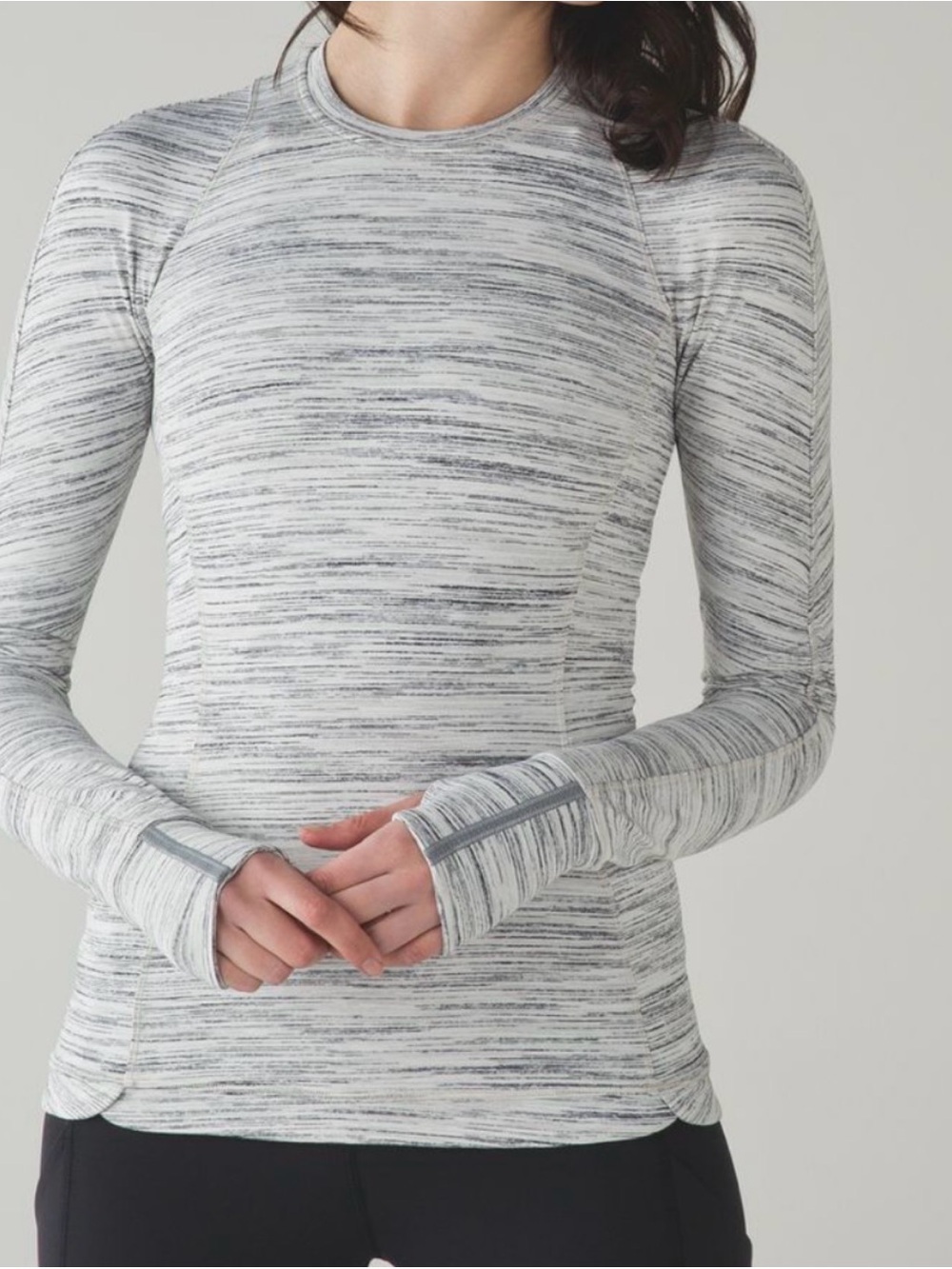 Lululemon Runderful Long Sleeve white+grey size 8